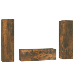 Ensemble de meubles TV 3 pcs Chêne fumé Bois d'ingénierie