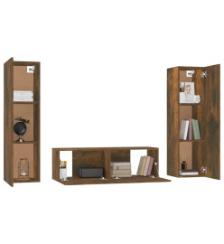 Ensemble de meubles TV 3 pcs Chêne fumé Bois d'ingénierie