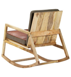 Chaise à bascule Marron Cuir véritable et manguier massif