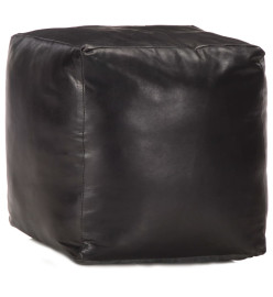 Pouf 40 x 40 x 40 cm Noir Cuir véritable de chèvre