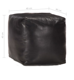 Pouf 40 x 40 x 40 cm Noir Cuir véritable de chèvre