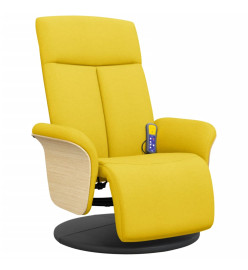 Fauteuil inclinable de massage repose-pieds jaune clair tissu