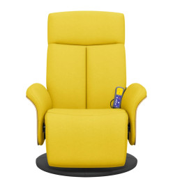 Fauteuil inclinable de massage repose-pieds jaune clair tissu