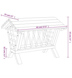 Mangeoire à foin pour lapins 44x33x33 cm bois massif de sapin