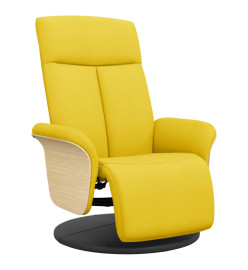 Fauteuil inclinable avec repose-pieds jaune clair tissu