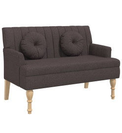 Banc avec coussins marron foncé 113x64,5x75,5 cm tissu