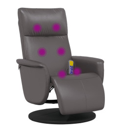 Fauteuil inclinable de massage repose-pieds gris similicuir