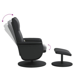 Fauteuil inclinable de massage avec repose-pied noir similicuir