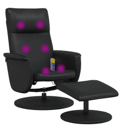 Fauteuil inclinable de massage avec repose-pied noir similicuir