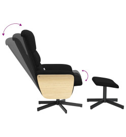 Fauteuil de massage inclinable avec repose-pied noir tissu