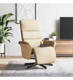 Fauteuil inclinable avec repose-pied crème tissu