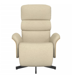 Fauteuil inclinable avec repose-pied crème tissu