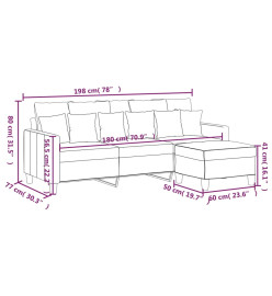 Canapé à 3 places avec repose-pieds Crème 180 cm Tissu