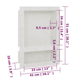 Niche de douche avec 2 compartiments Blanc mat 41x51x10 cm