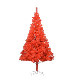 Sapin de Noël artificiel pré-éclairé et support rouge 210cm PVC