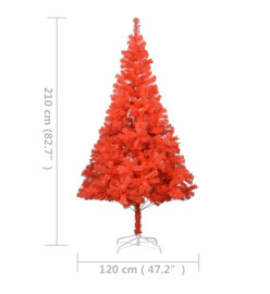 Sapin de Noël artificiel pré-éclairé et support rouge 210cm PVC