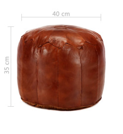 Pouf 40 x 35 cm Brun roux Cuir véritable de chèvre