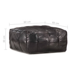 Pouf 60 x 60 x 30 cm Noir Cuir véritable de chèvre