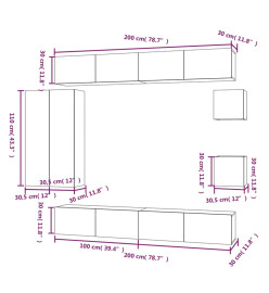 Ensemble de meubles TV 8 pcs Chêne fumé Bois d'ingénierie