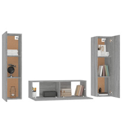 Ensemble de meubles TV 3 pcs Sonoma gris Bois d'ingénierie