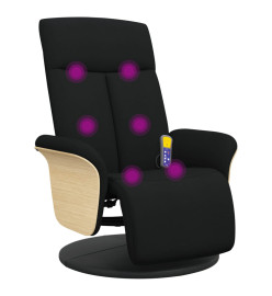 Fauteuil inclinable de massage avec repose-pieds noir tissu