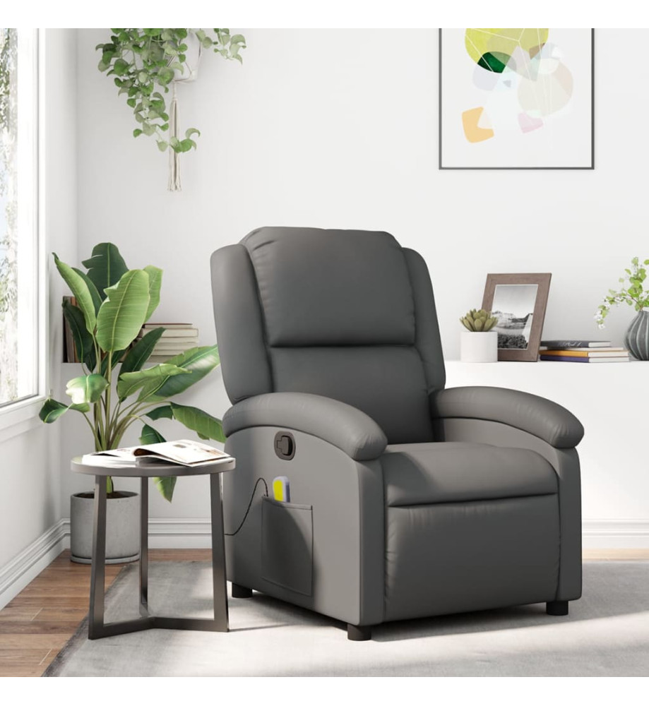 Fauteuil de massage inclinable Gris Similicuir