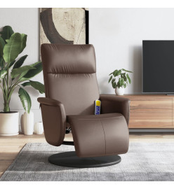 Fauteuil inclinable de massage repose-pieds marron similicuir