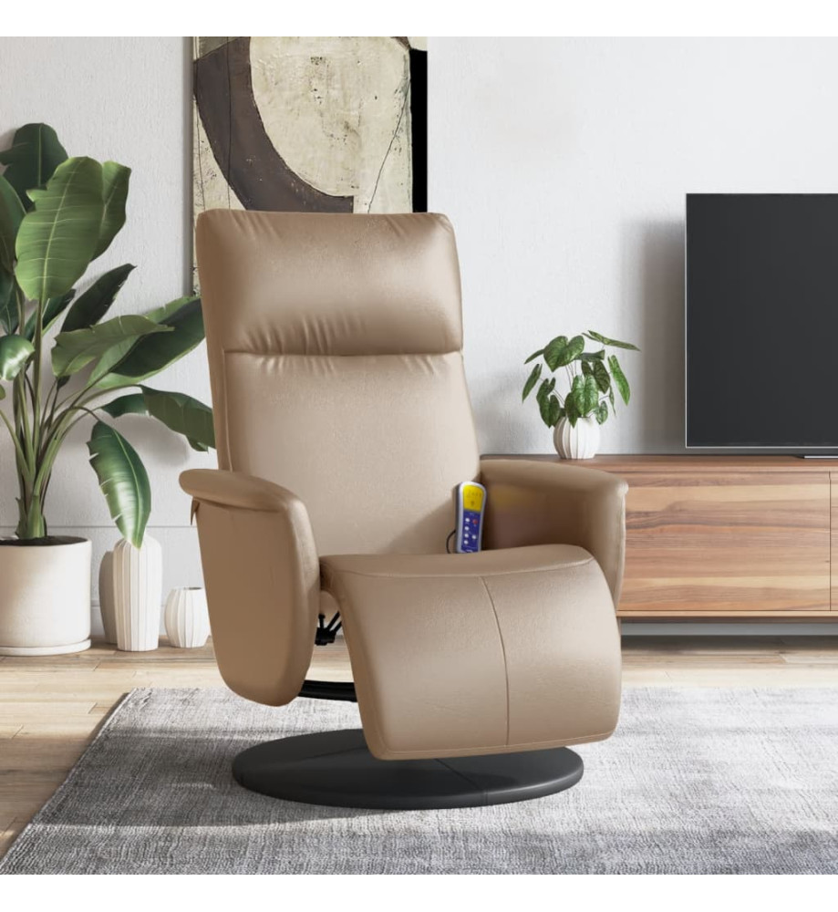 Fauteuil inclinable de massage repose-pieds cappuccino