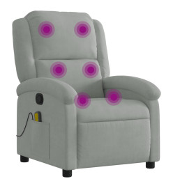 Fauteuil de massage inclinable gris clair velours