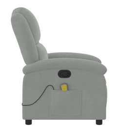 Fauteuil de massage inclinable gris clair velours