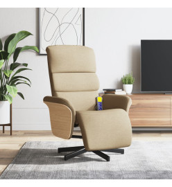 Fauteuil inclinable de massage avec repose-pieds crème tissu