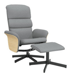 Fauteuil inclinable avec repose-pied gris clair tissu