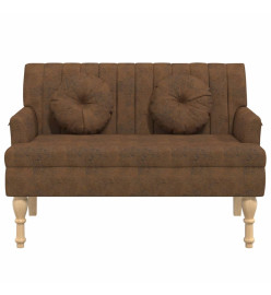 Banc avec coussins marron 113x64,5x75,5 cm similicuir daim