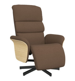 Fauteuil inclinable avec repose-pieds marron tissu