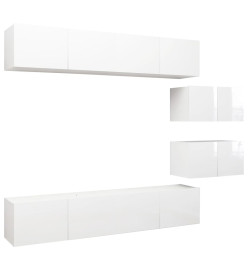 Ensemble de meuble TV 6 pcs Blanc brillant Aggloméré