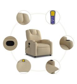 Fauteuil de massage inclinable Crème Tissu