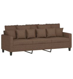 Canapé à 3 places avec repose-pieds Marron 180 cm Tissu