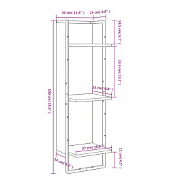 Étagère murale 3 niveaux chêne sonoma 30x25x100 cm