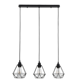 Plafonnier avec design de diamant Noir 3 ampoules E27