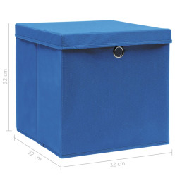 Boîtes de rangement avec couvercle 10 pcs Bleu 32x32x32cm Tissu