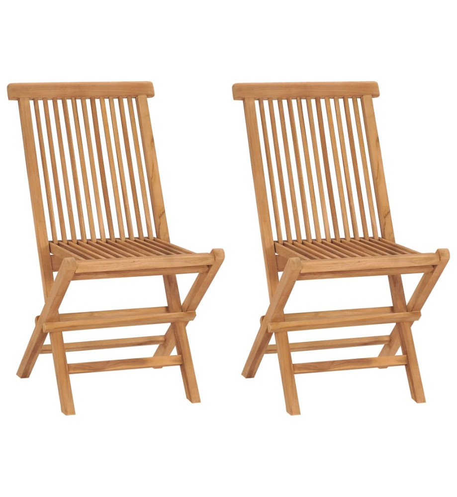 Chaises pliables de jardin 2 pcs Bois de teck solide