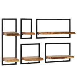 Set d'étagères murales 5 pcs Bois d'acacia massif et acier