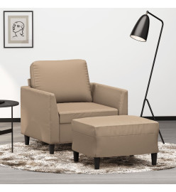 Fauteuil avec repose-pied Cappuccino 60 cm Similicuir