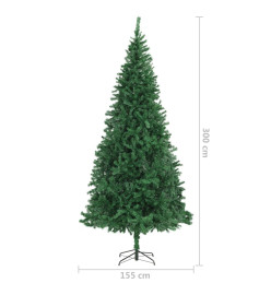 Arbre de Noël artificiel pré-éclairé et boules 300 cm vert