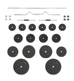 Ensemble d'haltères et de barres avec plaques 90 kg