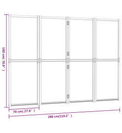 Cloison de séparation 4 panneaux Blanc crème 280x180 cm