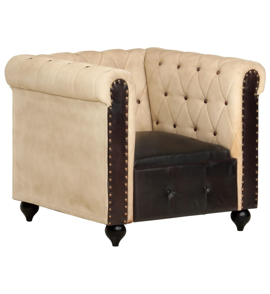 Fauteuil Chesterfield Marron Cuir véritable