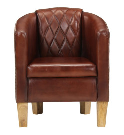 Fauteuil cabriolet marron cuir véritable