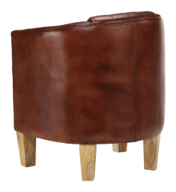 Fauteuil cabriolet marron cuir véritable