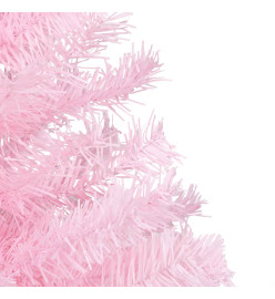 Sapin de Noël artificiel pré-éclairé et support rose 240 cm PVC